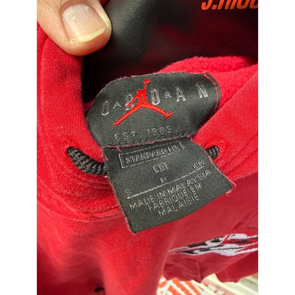 Jordan Mens Red Air Jordan‎ 1 Sneaker Graphic Hoodie Jumpman Logo Small
